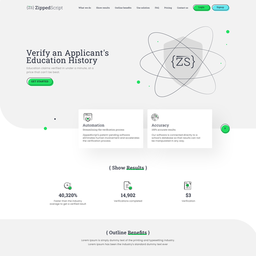 Design a Modern 1 page website for a software Startup! Design by Web Hub