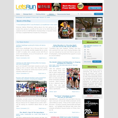 LetsRun.com Homepage Re-Design/Cleanup Diseño de cyrixian