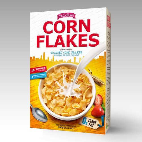 Create a new refreshing and modern Corn Flakes box design Design by tomdesign.org