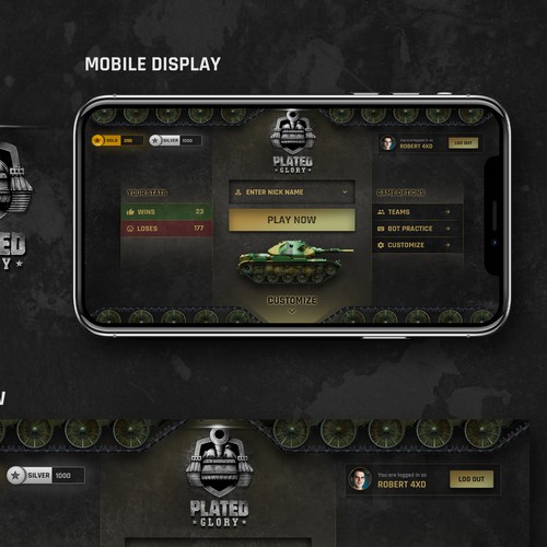 Design a main page for a mean tanks artillery mobile game Design by shamfeen