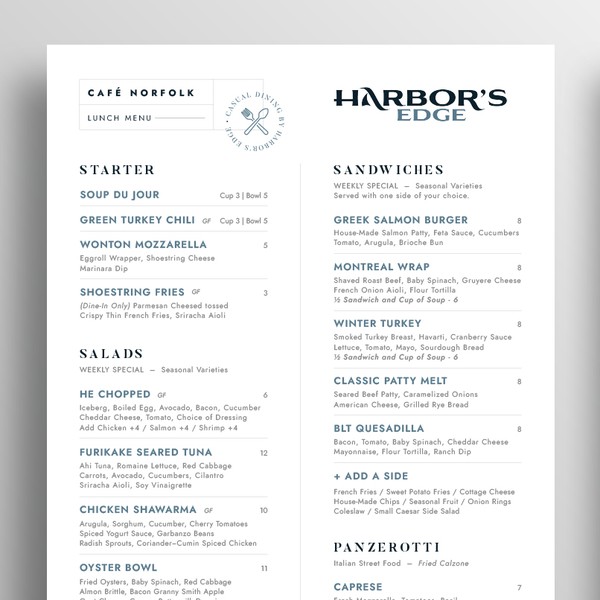 Menu Design