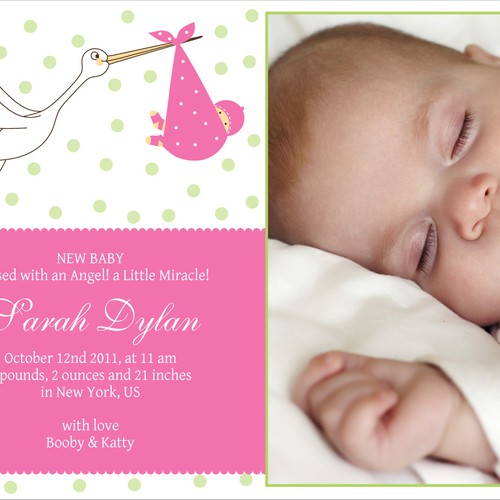Picaboo 5" x 7" Flat Baby Girl Birth Announcements (will award up to 35 designs!)