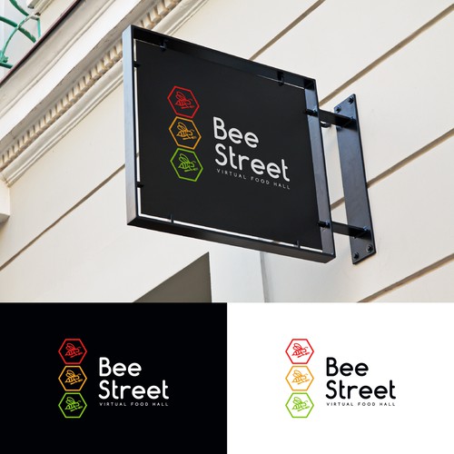 BeeStreet - a ghost kitchen Food Hall logo! Design by magdaraog™