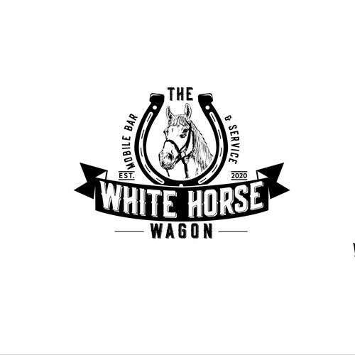 Logo For Mobile Bar (converted horse trailer) called The White Horse Wagon Design by Sava M- S Design