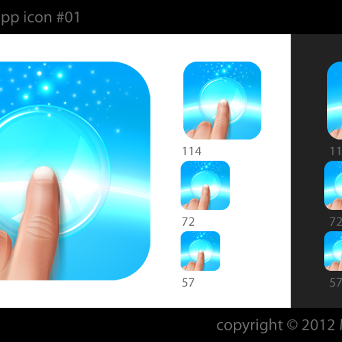 iPhone app icon -- hand reaching to pop bubble Réalisé par MikeKirby