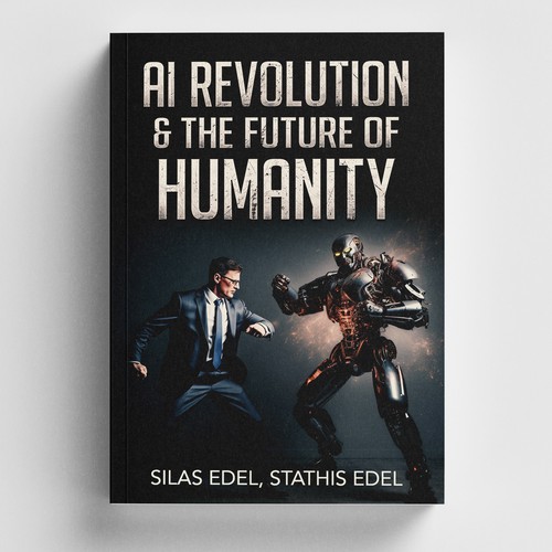 Futuristic AI Book Cover - AI vs Humans/Dark Design by -Saga-
