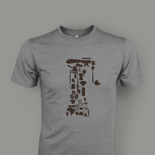 Coffee Collage T-Shirt Design Using Ink Made From Coffee Grounds Design von Ian Shaw Design