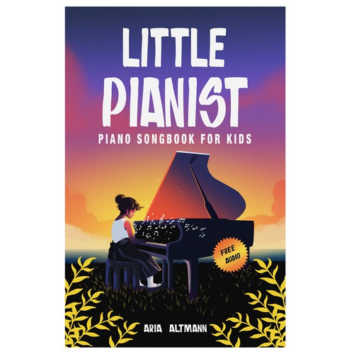 Colourful children's book cover for a piano music book Design by rifally