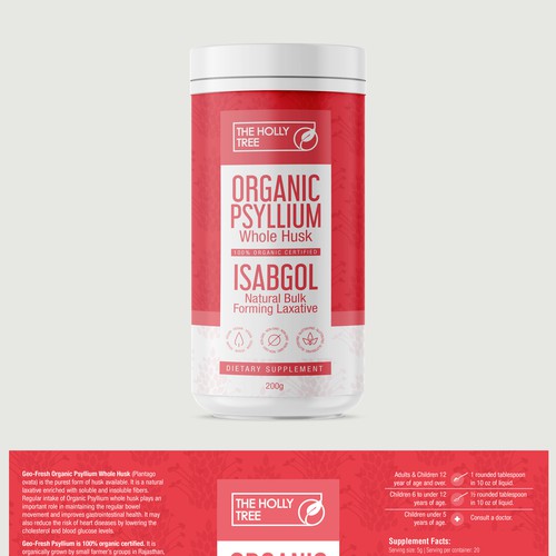 Organic Psyllium Whole Husk Label Design by Totoya