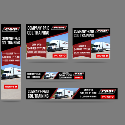 Keep on trucking! Create banner ads for truck driver recruitment. Design by T Creative