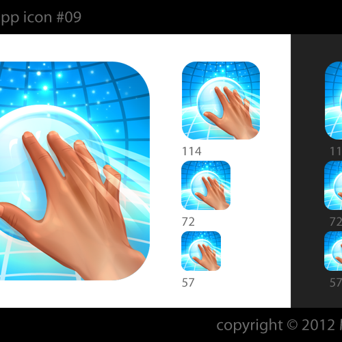 iPhone app icon -- hand reaching to pop bubble Réalisé par MikeKirby