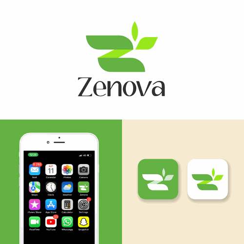 Zenova Logo: Revolutionary suite of health and wellness mobile apps Design by Adhee Pratama