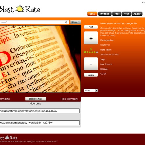 website design for Blast Rate Diseño de Project Rebelation