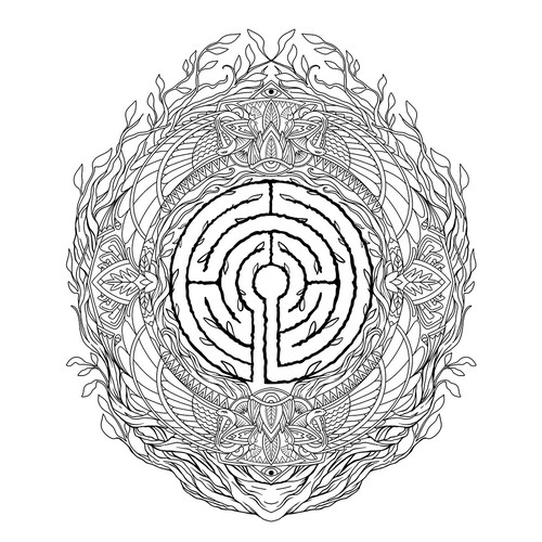 Sacred Labyrinth Psychedelic Tattoo Design by prim