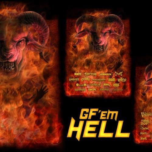 Create a shirt for the metal festival  "GF´em hell"