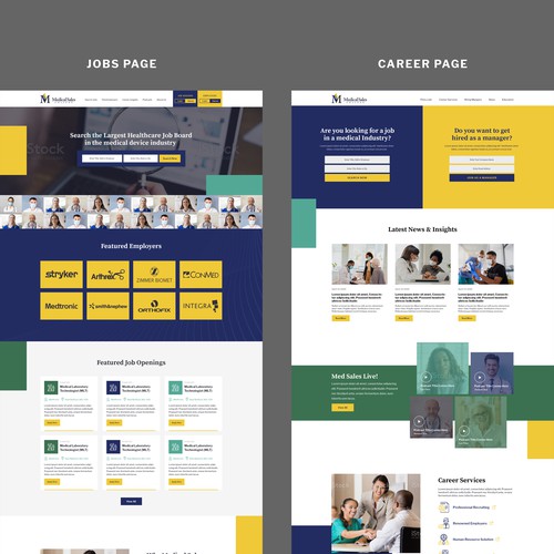 Web design for- Medical Sales Job Board, Resource Center, and Live Podcast Diseño de Design Monsters