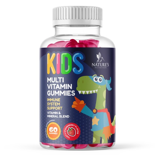 Tasty Kids Multivitamin Gummies Product Label for Nature's Nutrition Design by gs-designs