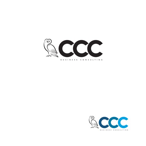 Business service logo with owl symbol Design by Passionately Curious