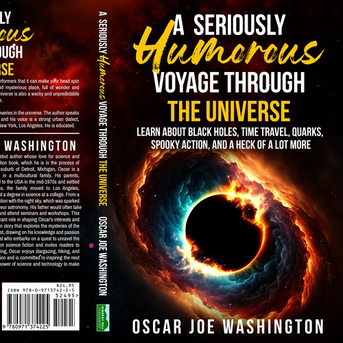 Design an exciting cover, front and back, for a book about the Universe. Diseño de Bigpoints