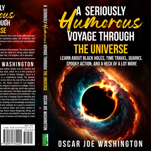 Design an exciting cover, front and back, for a book about the Universe. Design by Bigpoints