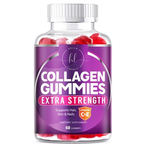 Hello Lovely needs a Collagen Gummies product label Design by agooshe