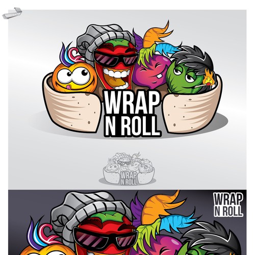 HAVE FUN creating a logo for WRAP N ROLL food tuck and then do MORE ...