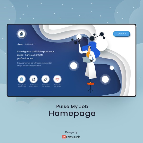 Design by Five Visuals titled "Website Design | Homepage Concept | Flat & Papercut"