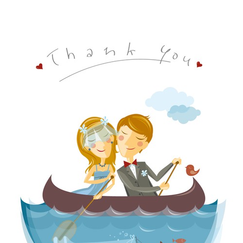 Whimsical Wedding: Thank You Postcard Réalisé par jaworka