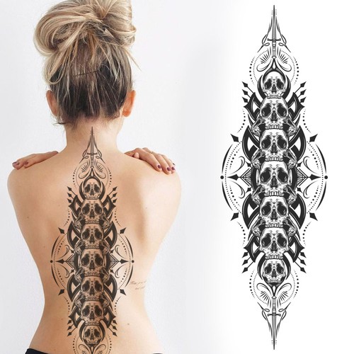 Skull spinal tattoo Design by BlacKing