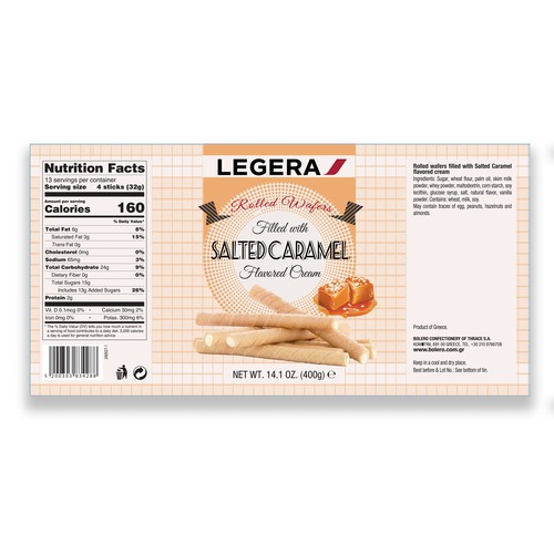 LEGERA Wafer Rolls Pack 125 gm - Salted Caramel Design by Nirmana92