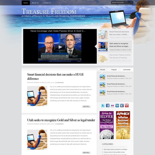 Financial Freedom Wordpress Blog Theme (Web 2.0) Design by cepoko