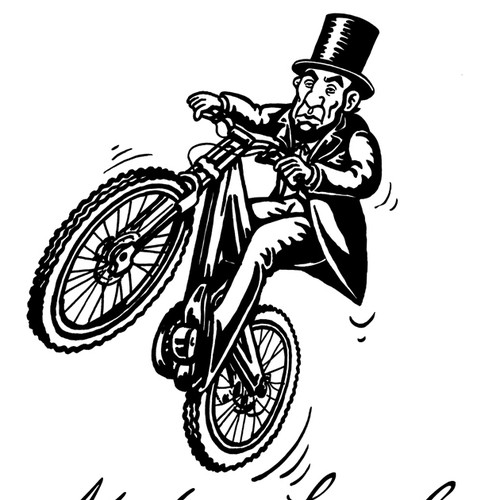 Illustrate Abraham Lincoln getting big air on a bike for my T-Shirt Diseño de Vladanland