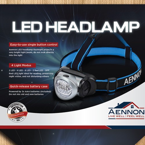 Create A **LED Headlamp Flashlight** Packaging Design To Be Seen All Around The World Diseño de A.D.S
