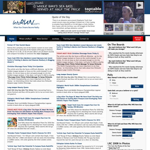 LetsRun.com Homepage Re-Design/Cleanup Diseño de JoshCorb