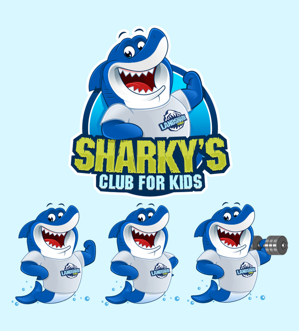 A Playful Shark "Sharky" Wearing A Landshark Fitness T-Shirt Needs A ...