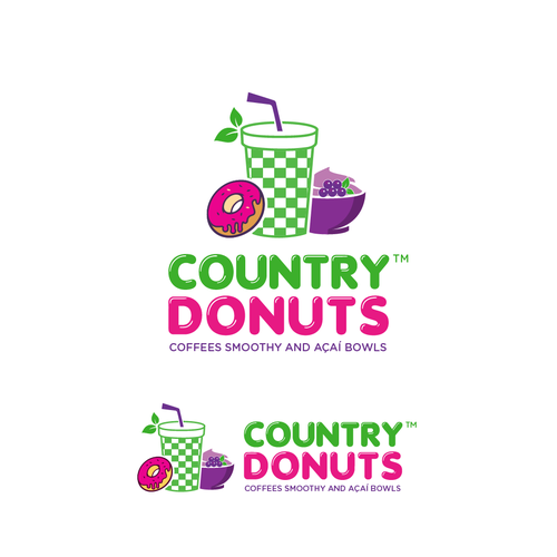 Design We need a modern exciting logo to encompasses our Name Country Donuts Coffee smoothy bowls di ropix