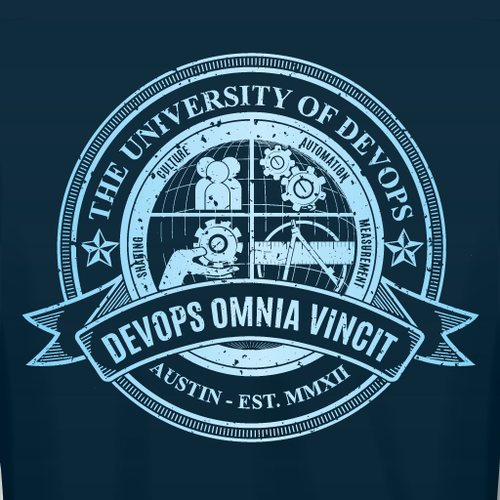University themed shirt for DevOps Days Austin Diseño de Henrylim
