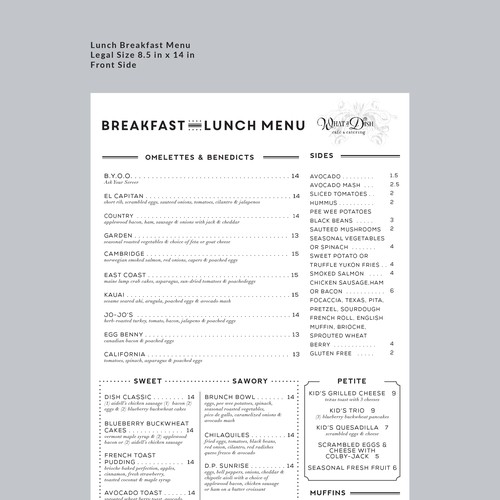 Guaranteed Design New Menu Layout For What A Dish Cafe Catering