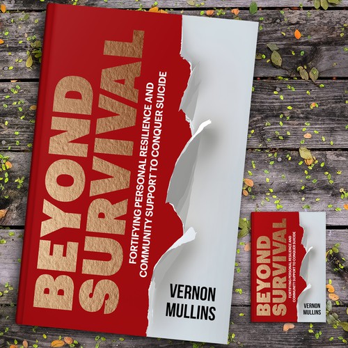 Create a powerful book cover representing resilience & survival in the context of suicide prevention Design by ~99~