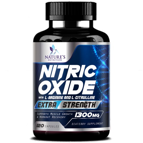 Nitric Oxide label design needed for Nature's Nutrition Diseño de agooshe