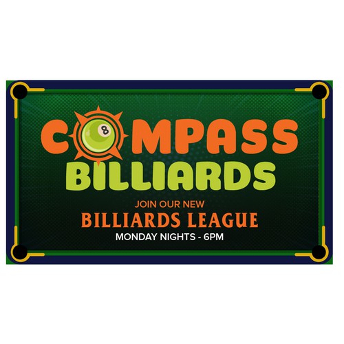 Design a Pool Hall Sign for Compass Billiards Design by Create4Design