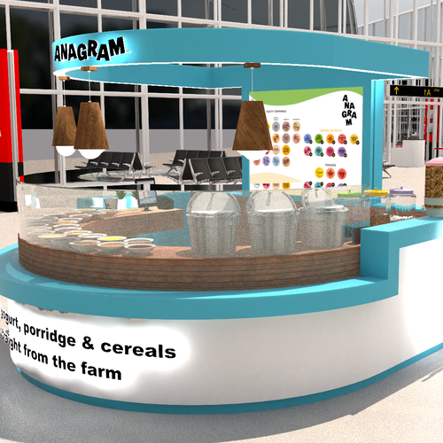 Design a 3D render for food serving kiosk Design by Ann Davis