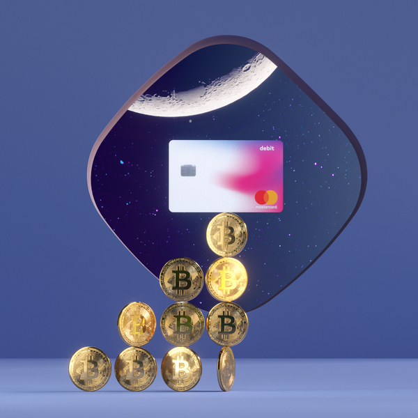 Creative 3D illustration for crypto banking app