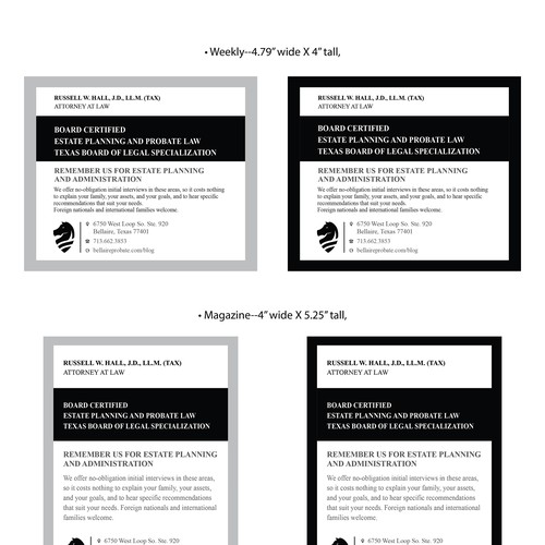 Design by (((yellowArt))) titled "Refresh a lawyer's ad; promote his new blog"