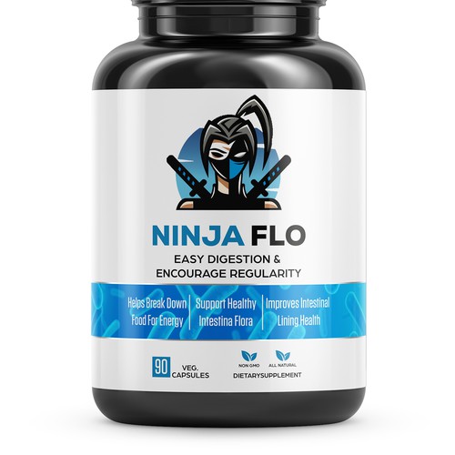 We need a cool supplement label for our supplement NINJAFLO Design by Designer_John