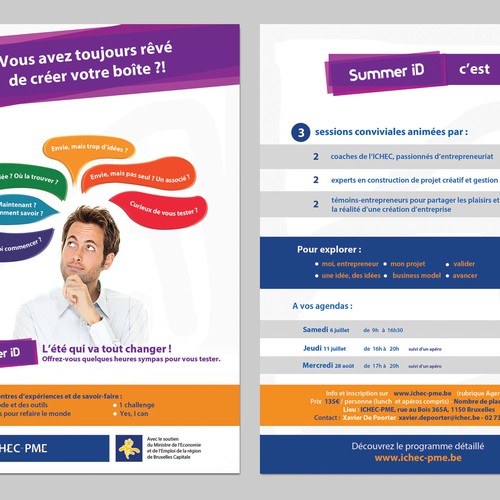 "NEED YOU! Design de flyer pour ICHEC-PME" winning Postcard, flyer or print