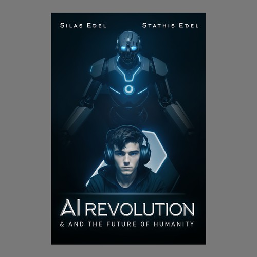 Futuristic AI Book Cover - AI vs Humans/Dark Design by Swarley Stinson