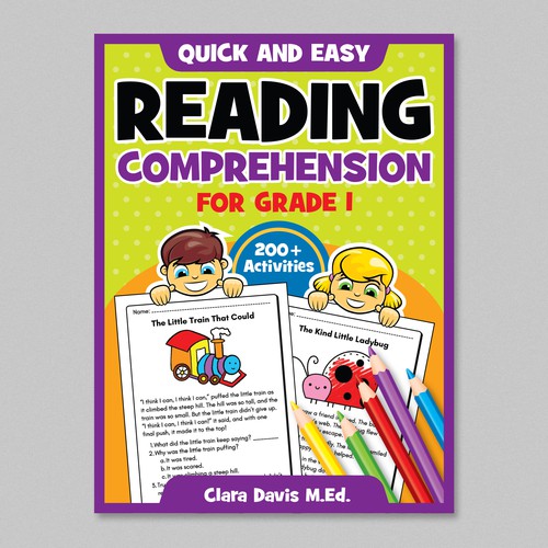 BOOK COVER: Grade 1 Reading Comprehension - Professional Workbook for Kids Design by WolfBell