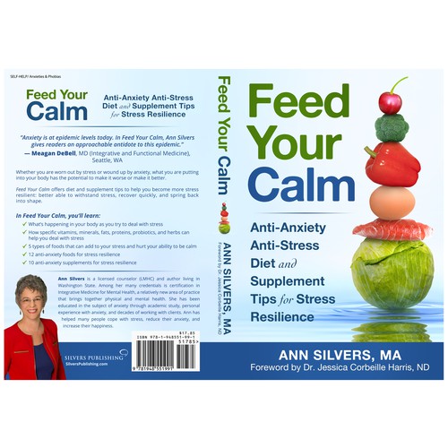 Captivating Yet Calm Book Cover for Stress Relief thru Nutrition Concept Design by zaRNic