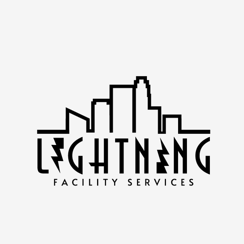 Cool logo using a lightning bolt for commercial maintenance/cleaning company. Design by HadiArts